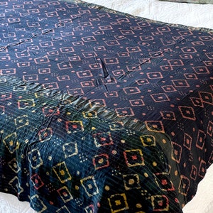 Indigo Blaue Kantha Decke, Bunt Überfärbter Kantha, Indigo Kantha Quilt, Indigo Decke, Kantha Decke, Blockprinted Kantha, Geschenke