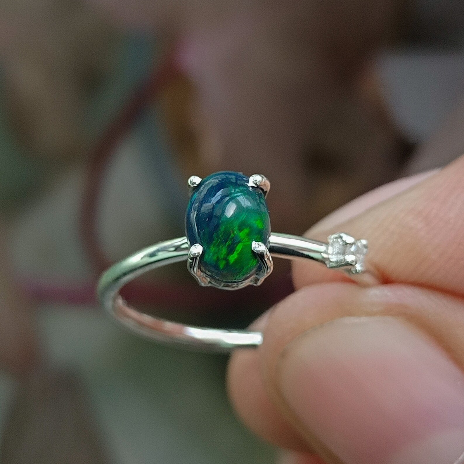 Black Opal Ring-14k Solid Gold Ring-Sterling Silver | Etsy
