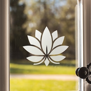 Stickers effet verre gravé pour fenêtre - Fleurs de lotus
