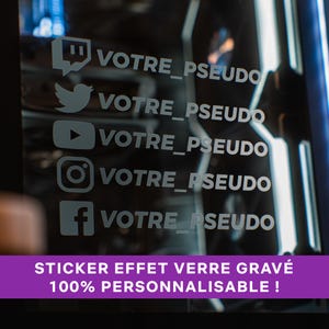 Sticker effet verre gravé vitre PC - Pseudo personnalisé