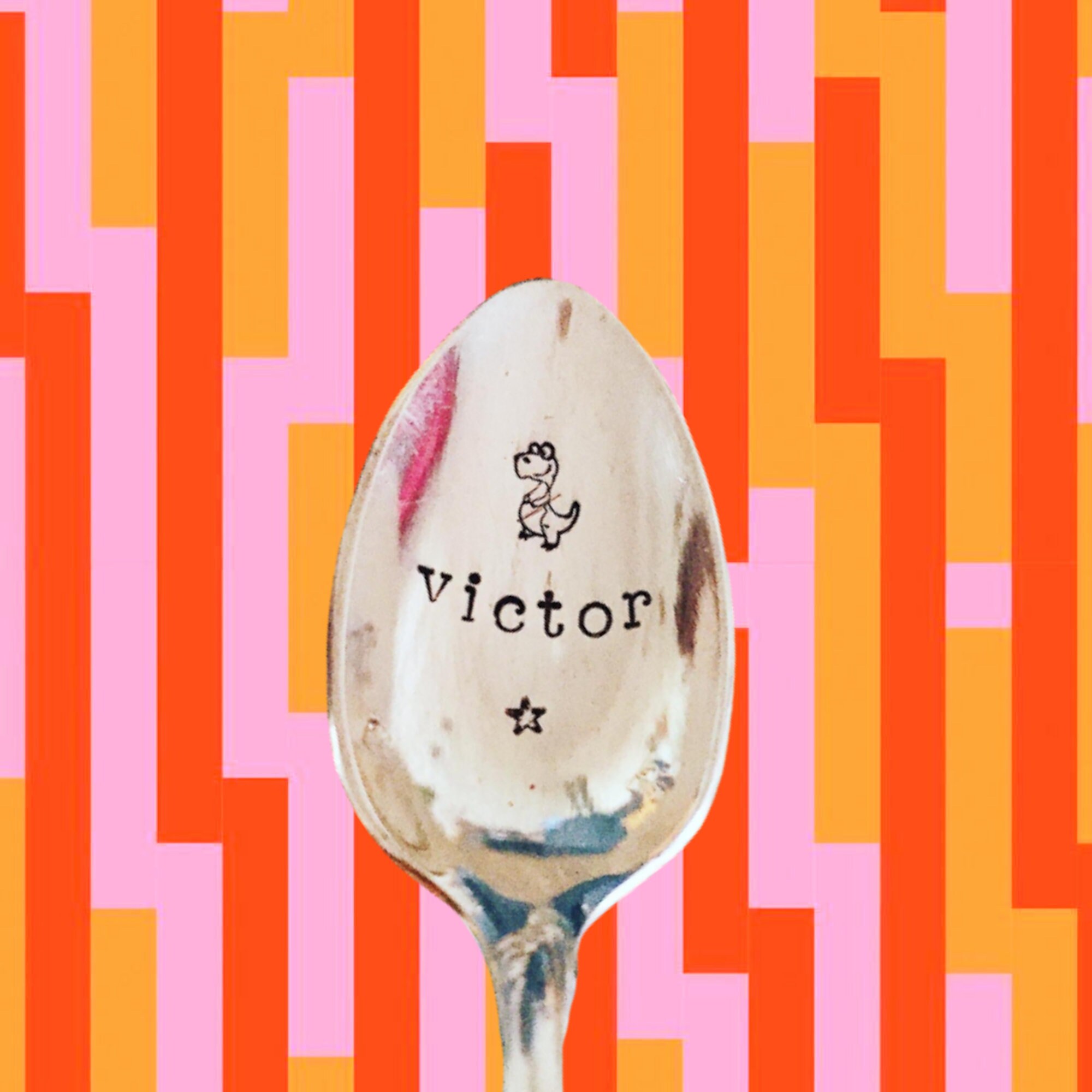 Cuillère Personnalisée Prénom + Dinosaure - Cuillère Prénom Vintage Cadeau Noël Personnalisé Enfant