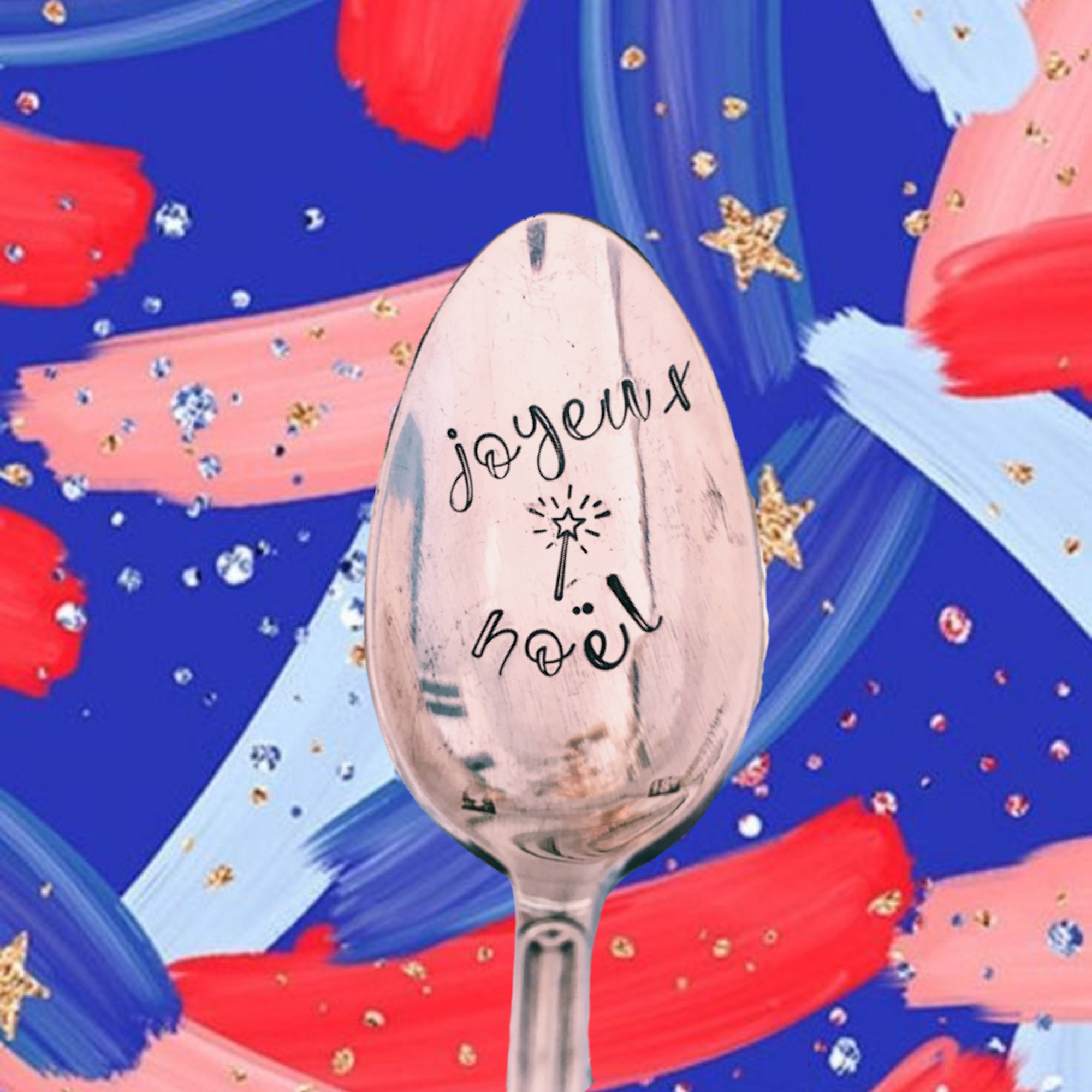 Cuillère Personnalisée Joyeux Noël - Cuillère Thé/ Café Vintage Cadeau Noël Grands-Parents Gravée