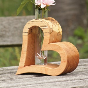 Herzvase aus Buche, Holzherz, Holzvase