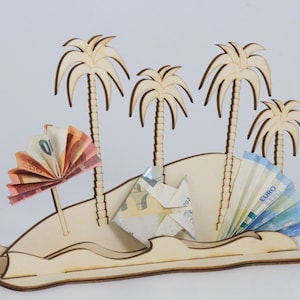 Geldgeschenk Insel, Urlaub, Entspannung, Weltreise, Palmen, Strand