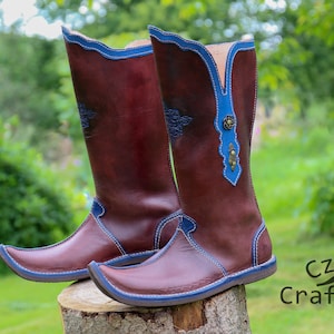 COSSACK viking, slavic high boots Chestnut brown