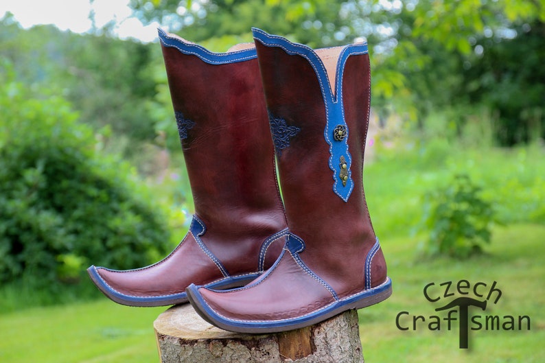 COSSACK viking, slavic high boots Chestnut brown