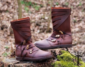 Housecarl Viking High Boots With Antler Buttons