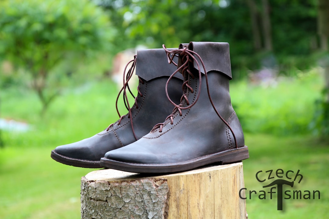 Medieval Shoes With Folded Cuff, Round Tip - Etsy