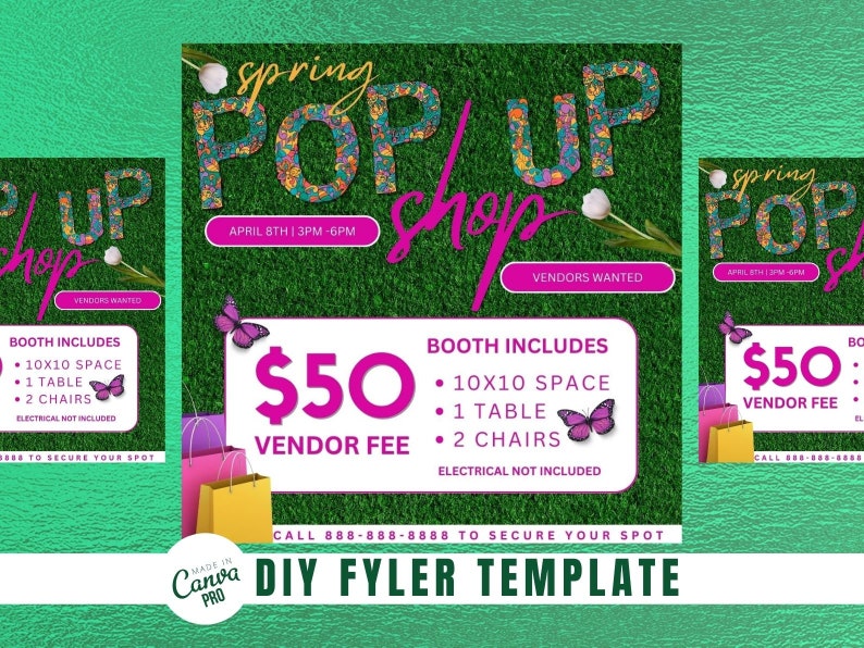 DIY Pop up Shop Flyer | Canva Spring Pop up Shop Template | Vendors ...