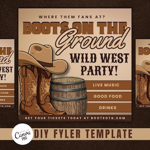 Western Party Invite, Rodeo Invite, Trailride Canva Invite, Party Invite, Cowgirl Party Instant Download