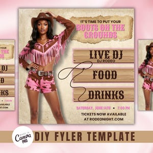 Western Party Invite, Rodeo Invite, Trailride Canva Invite, Party Invite, Cowgirl Party Instant Download