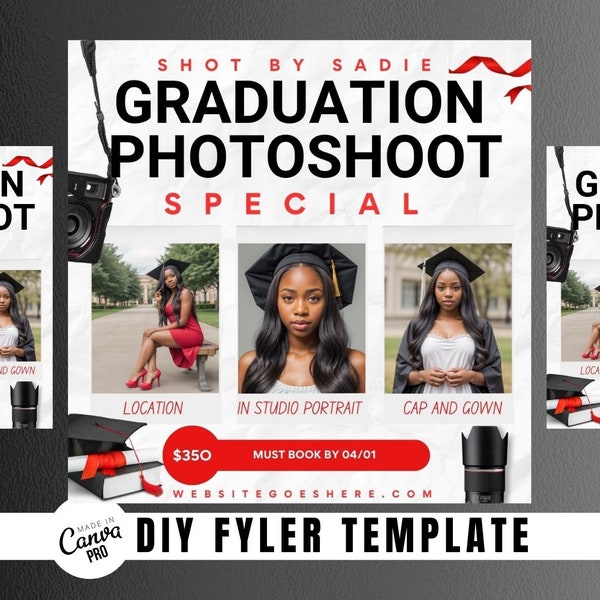 Editable Graduation Photoshoot Flyer Template | Graduation Photoshoot Special | Photography Flyer | Graduation Canva Template