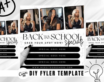 DIY Back To School Canva Flyer | Back 2 School Booking Flyer | Back 2 School Special | August Booking Flyer for Hair, Braids, Nails, Lashes