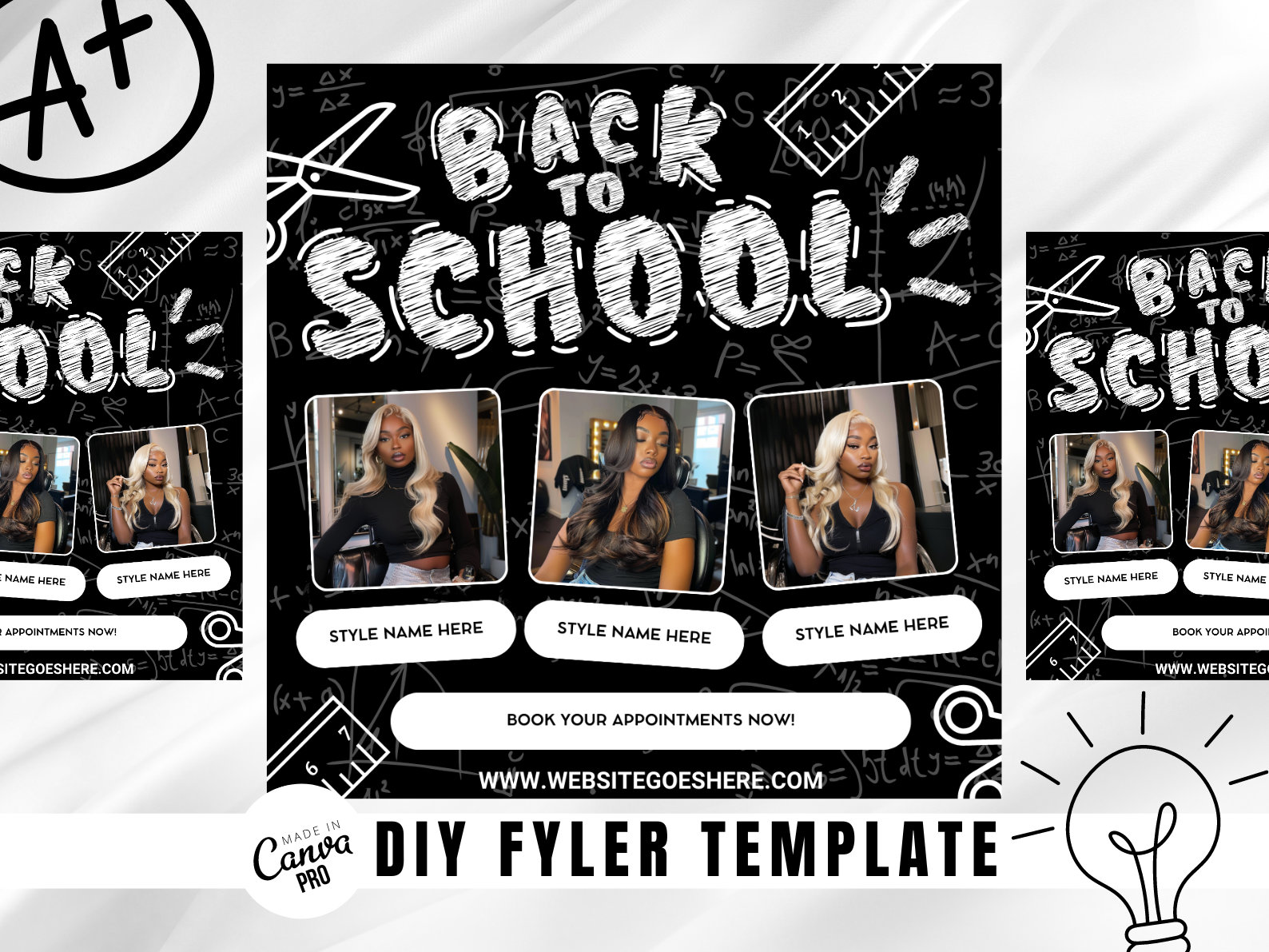 DIY Back To School Canva Flyer | Back 2 School Booking Flyer | Back 2 School Special | August Booking Flyer for Hair, Braids, Nails, Lashes