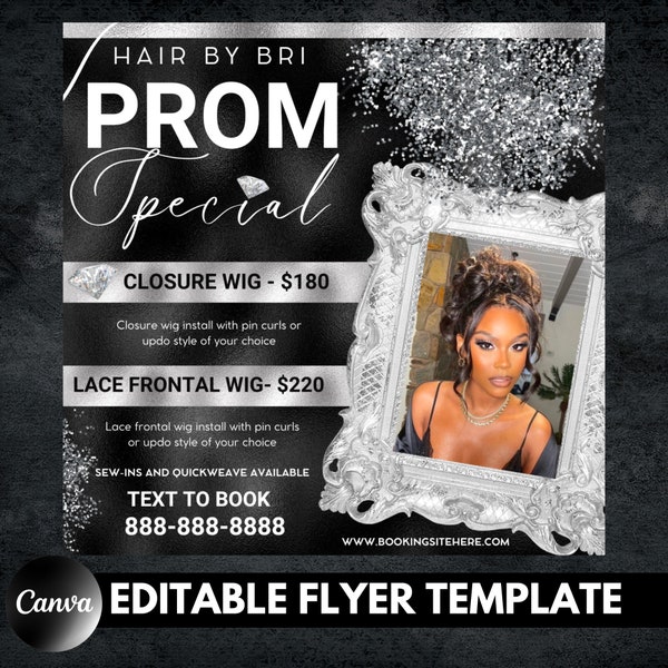 Prom Special Hair Easy DIY Canva Flyer | Prom Season Appointments Available Flyer | Book Now | Appointment Openings | Prom HairFlyer