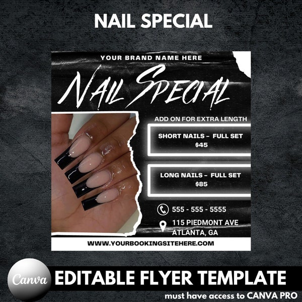 Nail Special Instagram Flyer | Nail Sale Flyer | Nail Flash Sale | Nail Salon Special Flyer | Nail Tech Flyer | Editable Canva Template