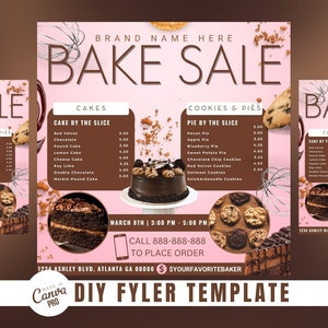 Bake Sale Flyer, Bäckerei Flyer, DIY Canva Flyer, Kuchen Business Social Media Template