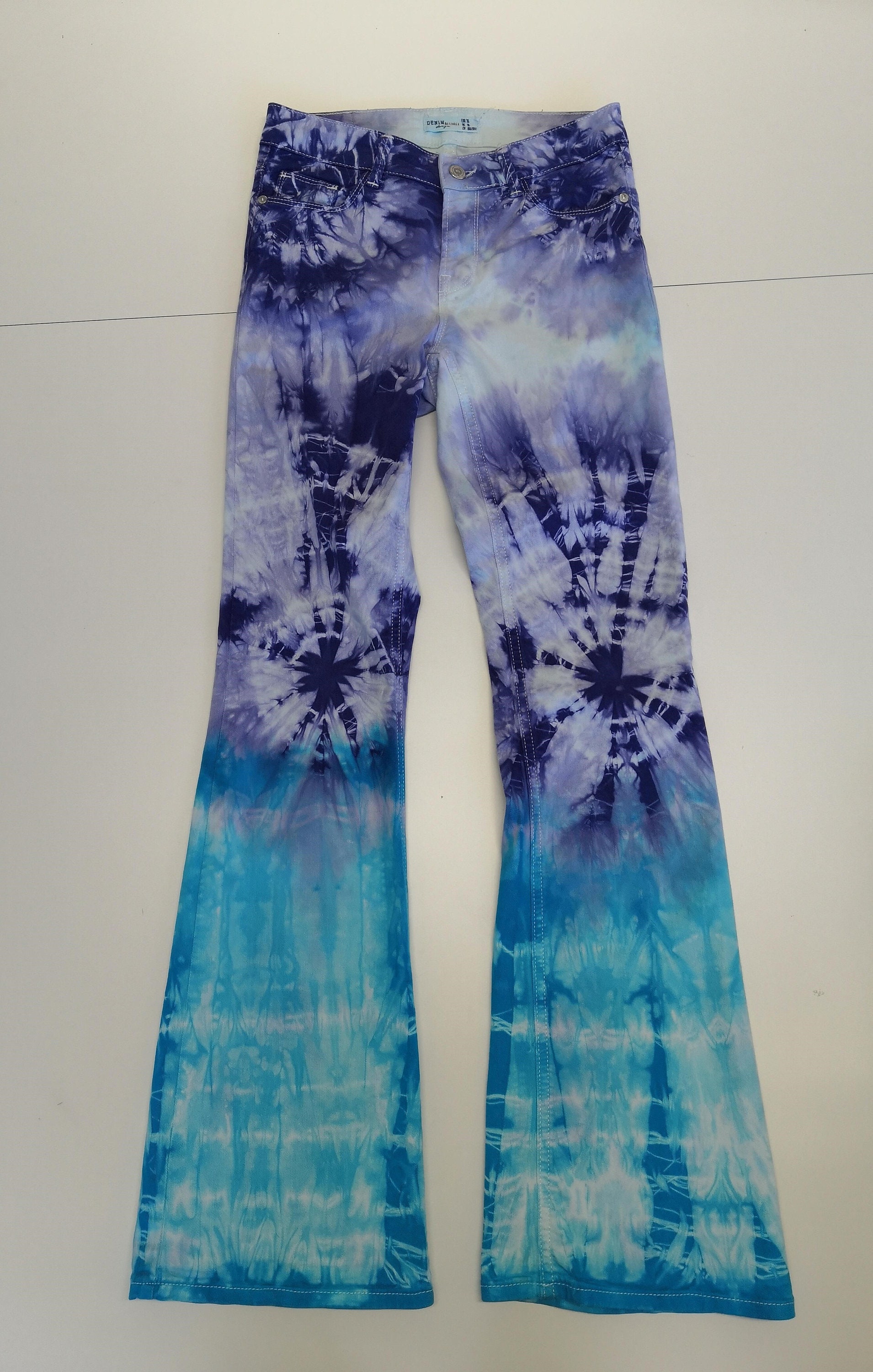 Blue Turquoise Tie Dye Jeans | Etsy