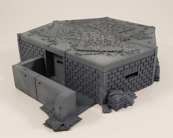 Hexagon Type 24 style Bunker for WW2 Bolt Action tabletop gaming and other 28mm scale games. Supplied unpainted.