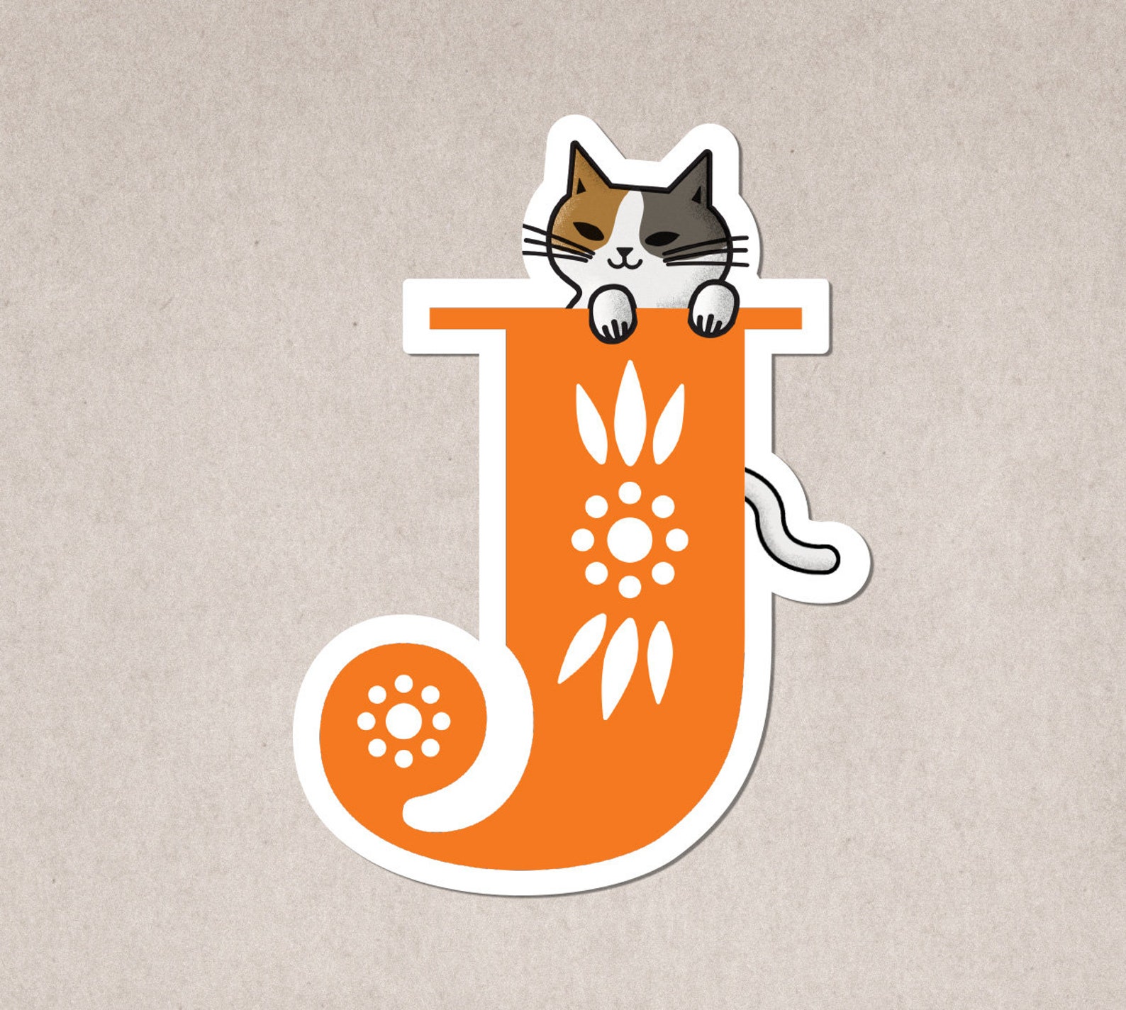 Cute Cat Alphabet J Water Resistant Sticker/Decal Etsy