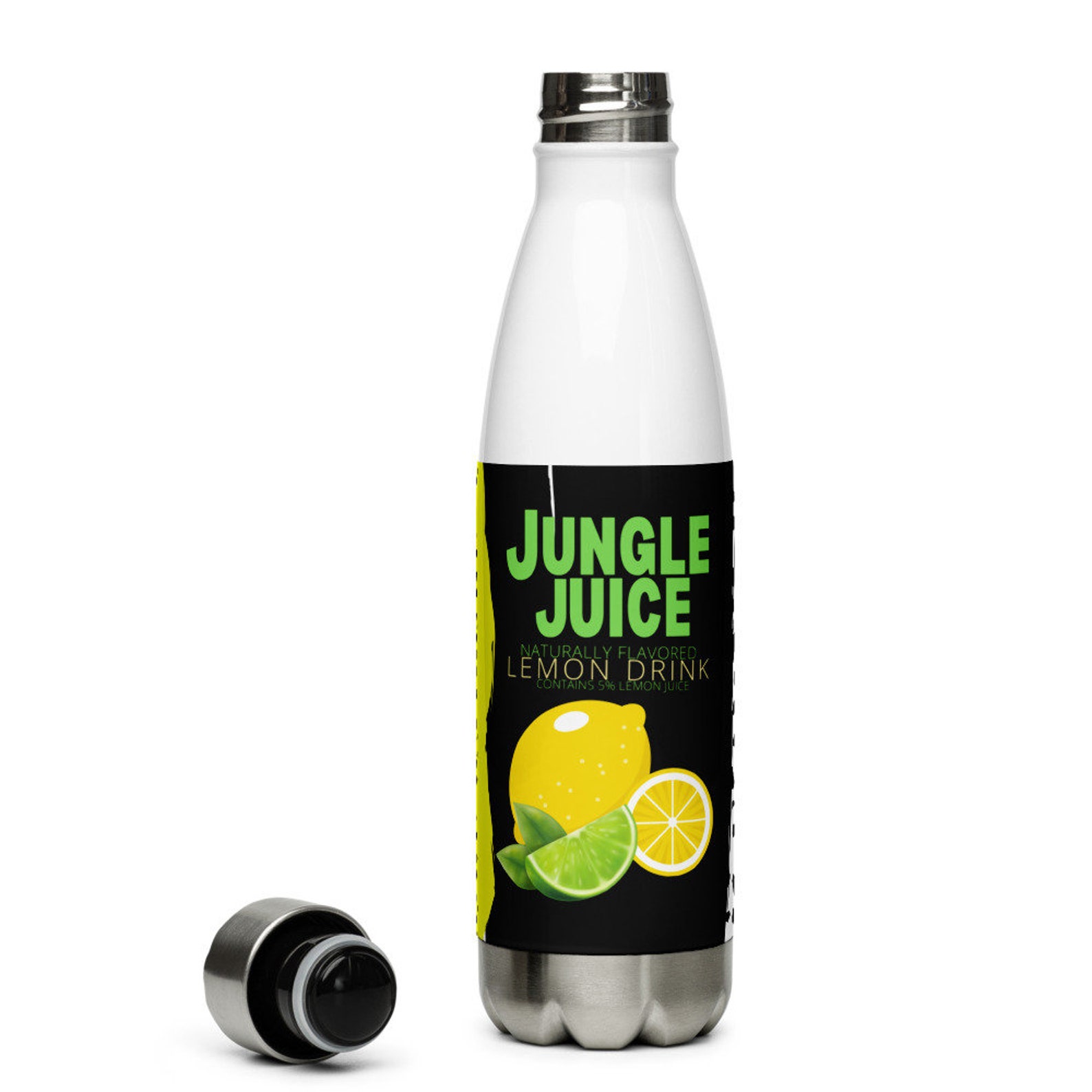 Retro Lemon Jungle Juice Stainless Steel Water Bottle Etsy
