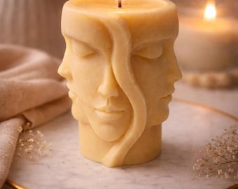 Vela con forma de rostro hecha a mano / Vela escultórica estética / Vela de arte moderno / Regalo único para la decoración del hogar / Vela minimalista / Vela de cera de soja