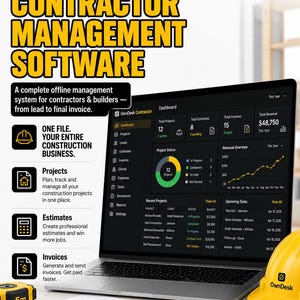 Software de gestión de contratistas | CRM de construcción | Órdenes de trabajo y permisos | Presupuestos y facturación | App sin conexión