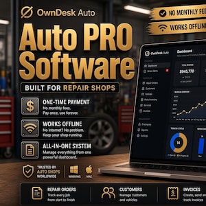 Auto Repair Software PRO | Work Orders, Estimates & Invoices | Service Reminders, Digital Inspections, Garage Management, No Subscription