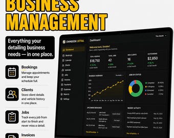 Car Detailing Business Manager, Mobile Detailing CRM & Booking Software | Instant Download