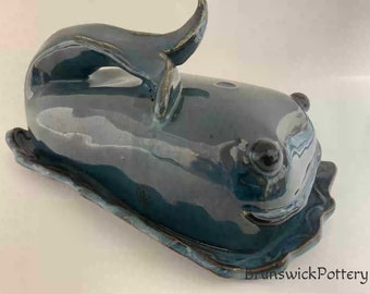 Handmade Ceramic Oversized Butter Dish-Blue Whale