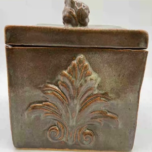 Handmade Ceramic Canister Cube Lidded Box