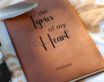 Personalized Vegan Leather Journal, Songwriting Music Notebook