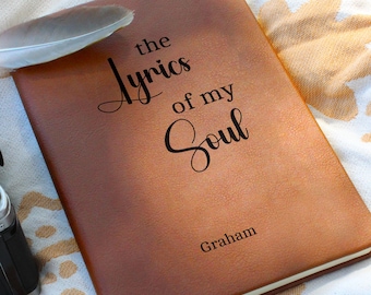 Personalized Vegan Leather Journal, Songwriting Notebook Gift