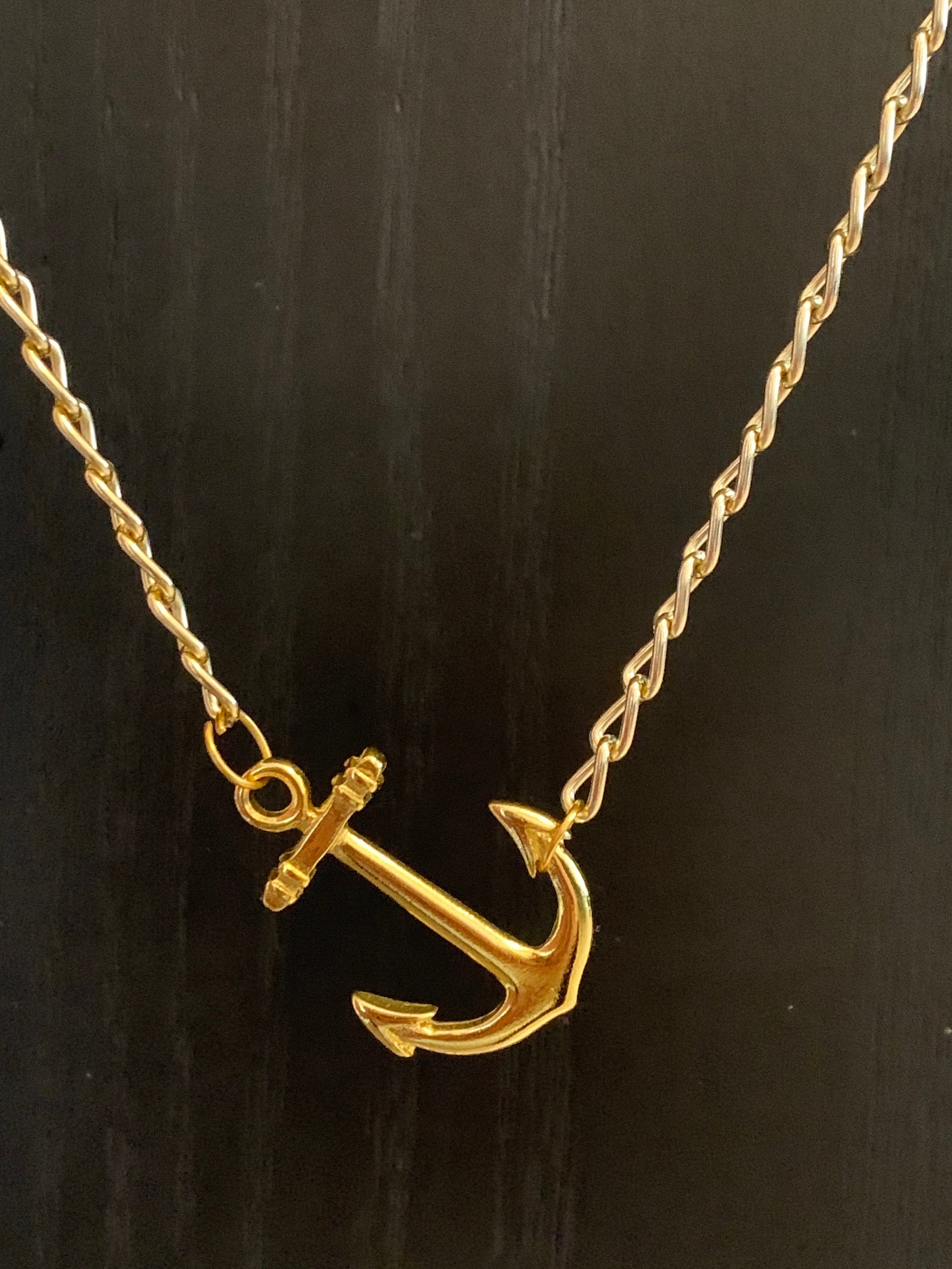 Gold Anchor Chain Necklace Nautical Fun Etsy
