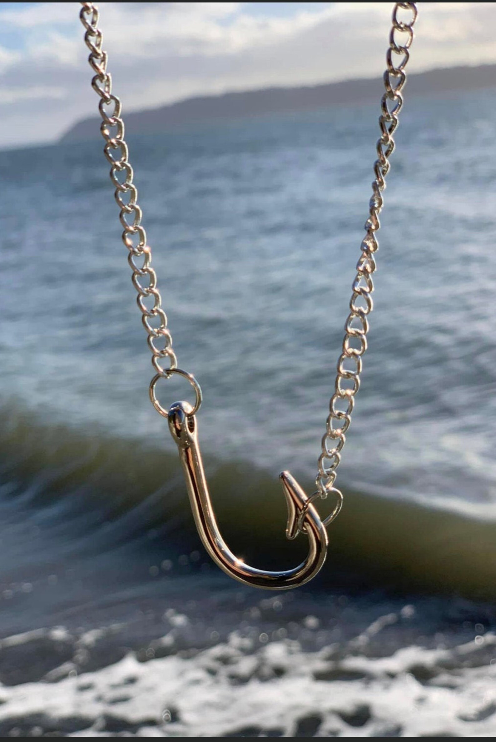 Silver Hook Necklace Etsy