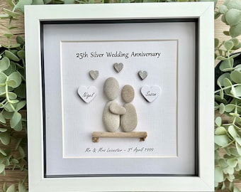 Regalo personalizado de arte en piedra para el 25.º aniversario: Bodas de Plata