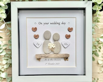 Personalised Wedding Gift, Wedding Gift For The Couple, Wedding Pebble  Picture Mr Mrs, Handmade Gift Marriage Gifts, Wedding Pebble Art