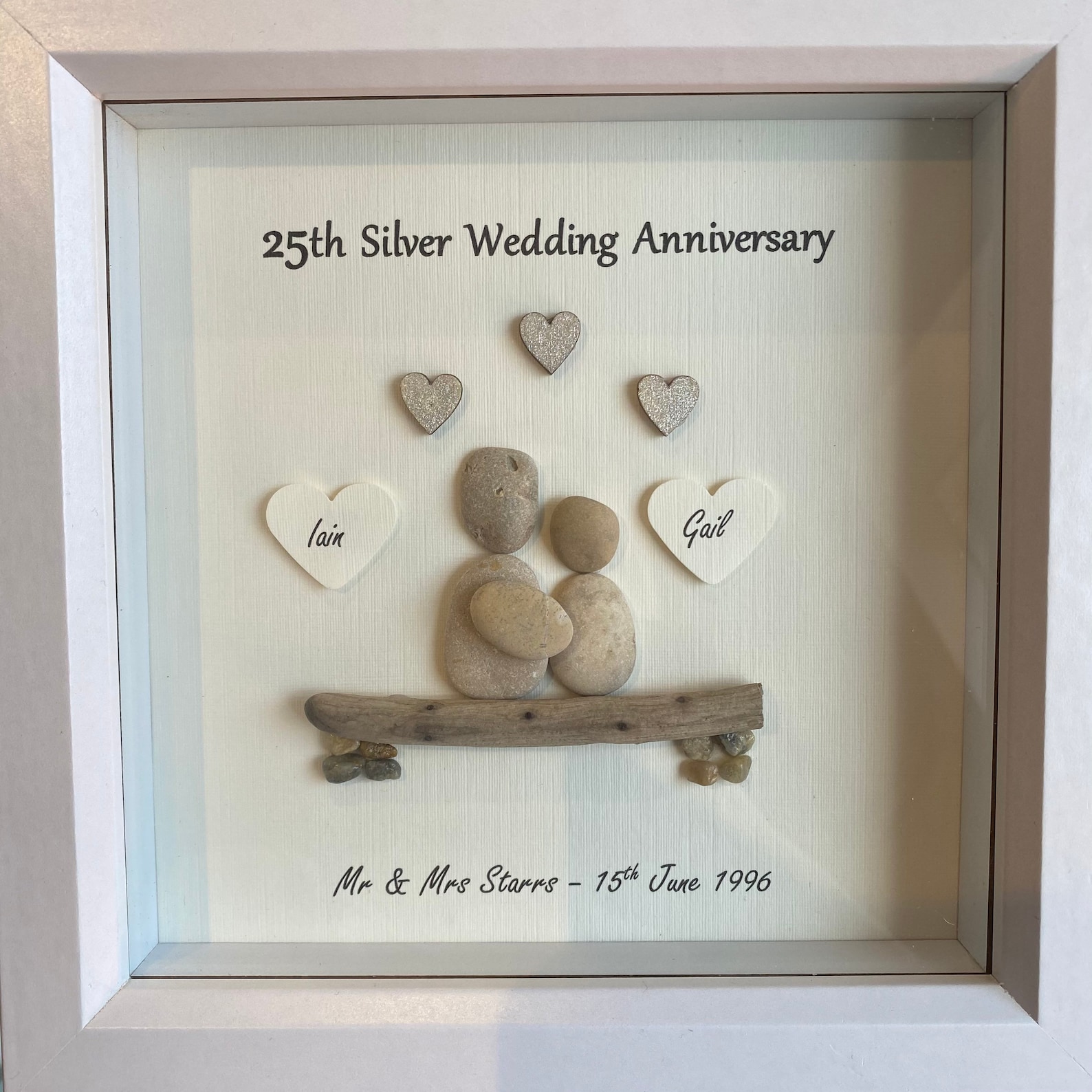 25th Silver Wedding Anniversary Personalised Gift Pebble Art Etsy UK