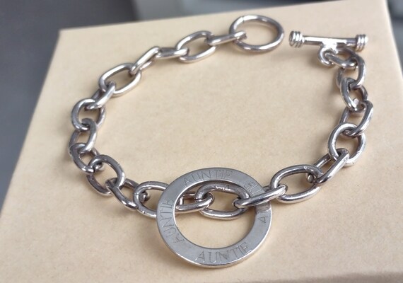 Vintage Auntie Sterling Silver 925 Bracelet | Bea… - image 4