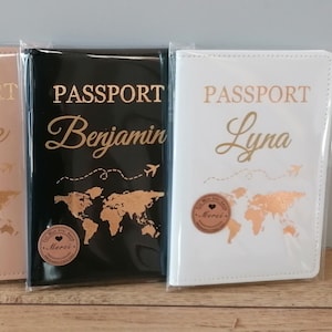 Gepersonaliseerde paspoorthoes. Reizen, bruiloft, pensioen, gepersonaliseerd cadeau.