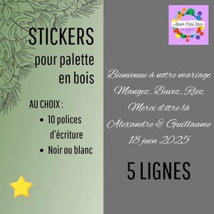 Sticker autocollant pour Panneau en bois de palettes. ou autre type flèche mariage, baptême, fiançailles, anniversaire.