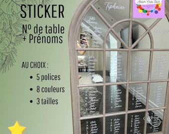 Table sticker + name, for weddings, baptisms, birthdays, engagements, hen parties. Personalized number.