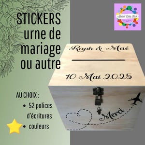Sticker autocollant Urne mariage, cérémonie, baptême, anniversaire, fête. Personnalisé.