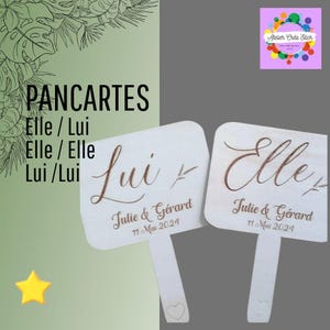 Segnali del gioco del matrimonio: Lei/Lui - Lei/Lei - Lui/Lui e ritorno Io. Personalizzabile con nome e data. Attività di gioco in legno per matrimoni