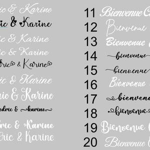 Sticker autocollant pour panneau de Bienvenue au mariage, baptême, anniversaire, bay shower etc... de. Prénoms et date personnalisables image 5