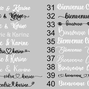 Sticker autocollant pour panneau de Bienvenue au mariage, baptême, anniversaire, bay shower etc... de. Prénoms et date personnalisables image 6