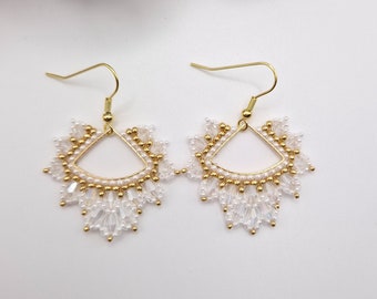handmade miyuki pearl earrings - white gold wedding
