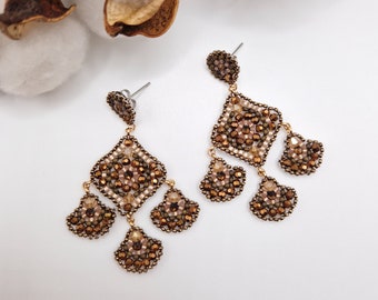 handmade pearl earrings - pendants - brown