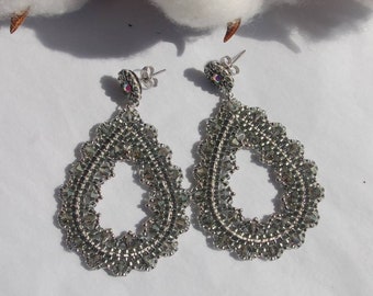 handmade pearl earrings - gray silver