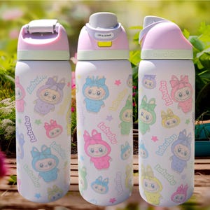 Authentic 32oz Purple Pink Candy Coated Owala Free Sip Waterbottle Labubu